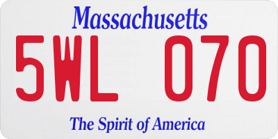 MA license plate 5WL070
