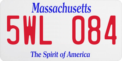 MA license plate 5WL084