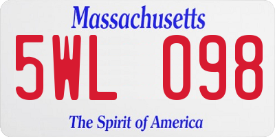 MA license plate 5WL098