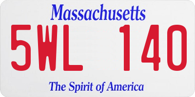 MA license plate 5WL140