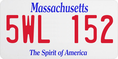 MA license plate 5WL152