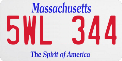 MA license plate 5WL344