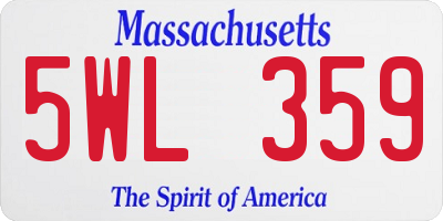 MA license plate 5WL359