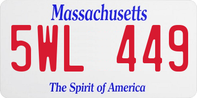 MA license plate 5WL449
