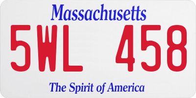MA license plate 5WL458