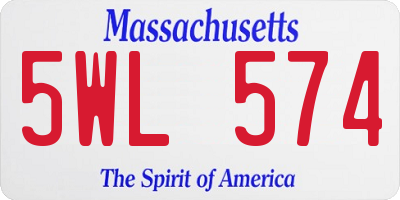 MA license plate 5WL574