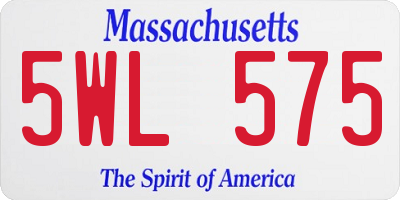 MA license plate 5WL575