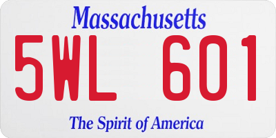 MA license plate 5WL601