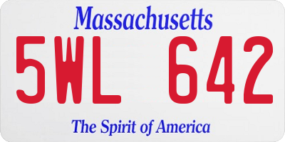 MA license plate 5WL642