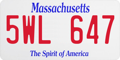 MA license plate 5WL647