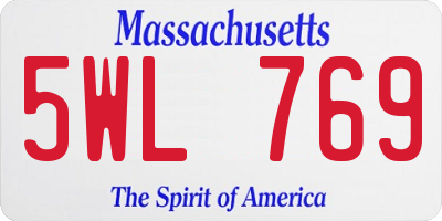 MA license plate 5WL769