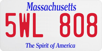 MA license plate 5WL808