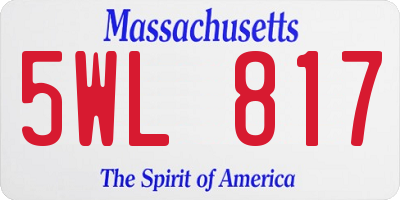 MA license plate 5WL817