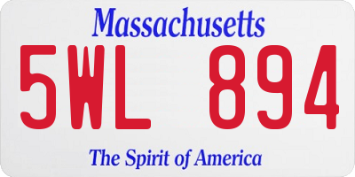 MA license plate 5WL894