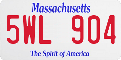 MA license plate 5WL904