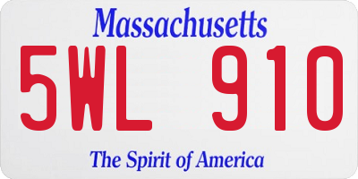 MA license plate 5WL910