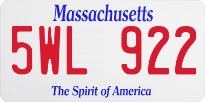 MA license plate 5WL922