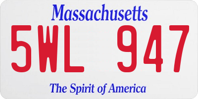 MA license plate 5WL947
