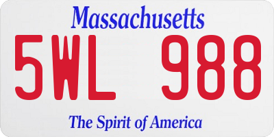 MA license plate 5WL988