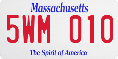 MA license plate 5WM010