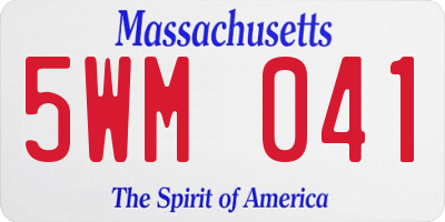MA license plate 5WM041