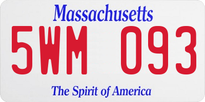 MA license plate 5WM093