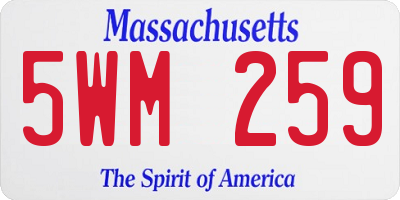MA license plate 5WM259