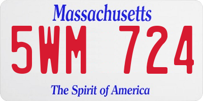 MA license plate 5WM724