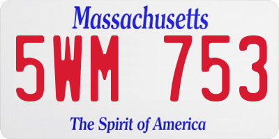 MA license plate 5WM753