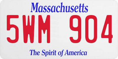 MA license plate 5WM904