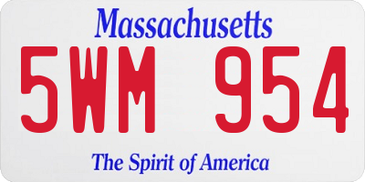MA license plate 5WM954