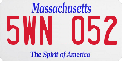MA license plate 5WN052