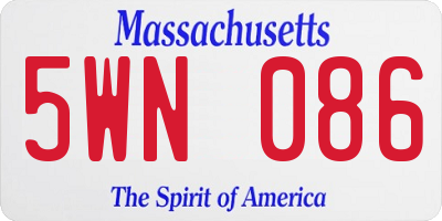 MA license plate 5WN086