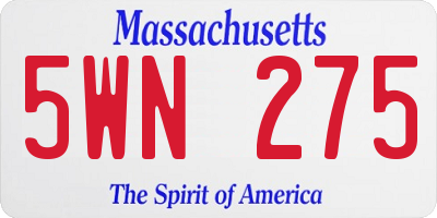 MA license plate 5WN275