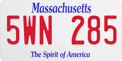 MA license plate 5WN285