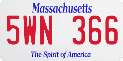 MA license plate 5WN366