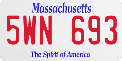 MA license plate 5WN693