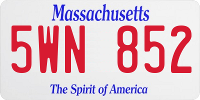 MA license plate 5WN852