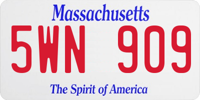MA license plate 5WN909