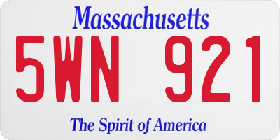 MA license plate 5WN921
