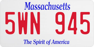 MA license plate 5WN945