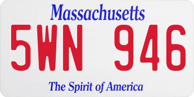MA license plate 5WN946