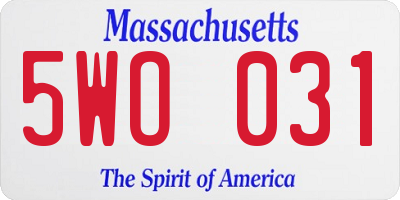 MA license plate 5WO031