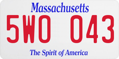 MA license plate 5WO043