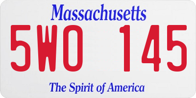 MA license plate 5WO145