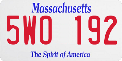 MA license plate 5WO192