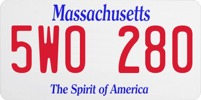 MA license plate 5WO280