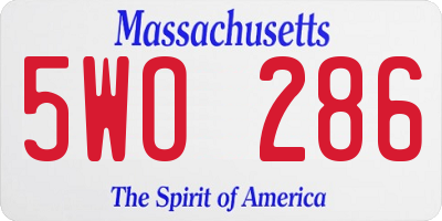 MA license plate 5WO286
