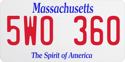 MA license plate 5WO360
