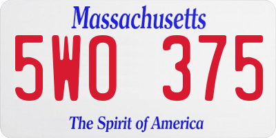 MA license plate 5WO375